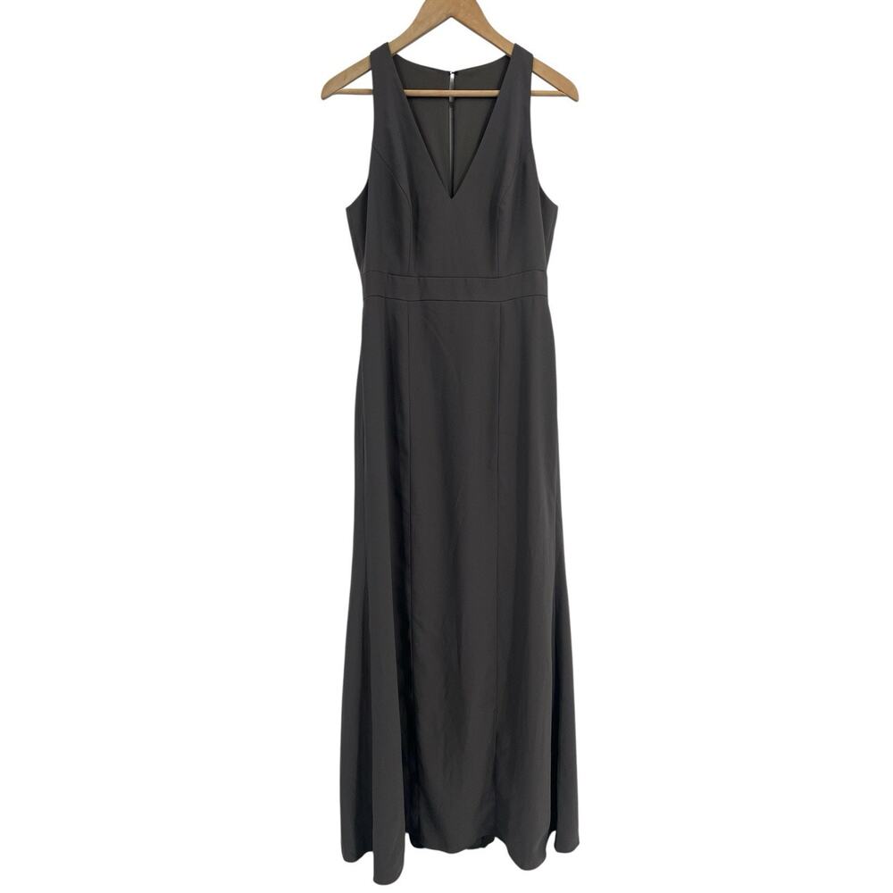 After Six Grey Caviar V-neck Sleeveless Gown 6R Formal Wedding Guest